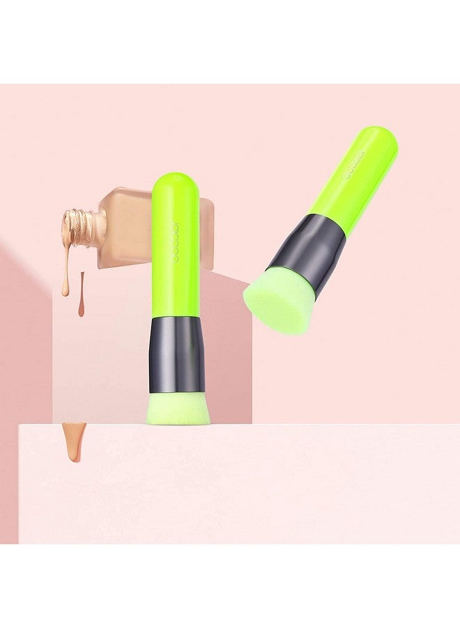 docolor Foundation Brush Docolor Flat Top Kabuki Foundation Professional Synthetic Makeup Brush For Blending Liquid Cream Or Powder Cosmetics Full Coverage Face & Body Brush Premium Makeup Toolsneon Green - Image 2