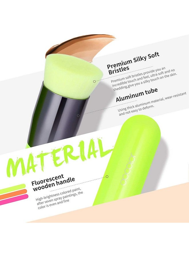 docolor Foundation Brush Docolor Flat Top Kabuki Foundation Professional Synthetic Makeup Brush For Blending Liquid Cream Or Powder Cosmetics Full Coverage Face & Body Brush Premium Makeup Toolsneon Green - Image 4