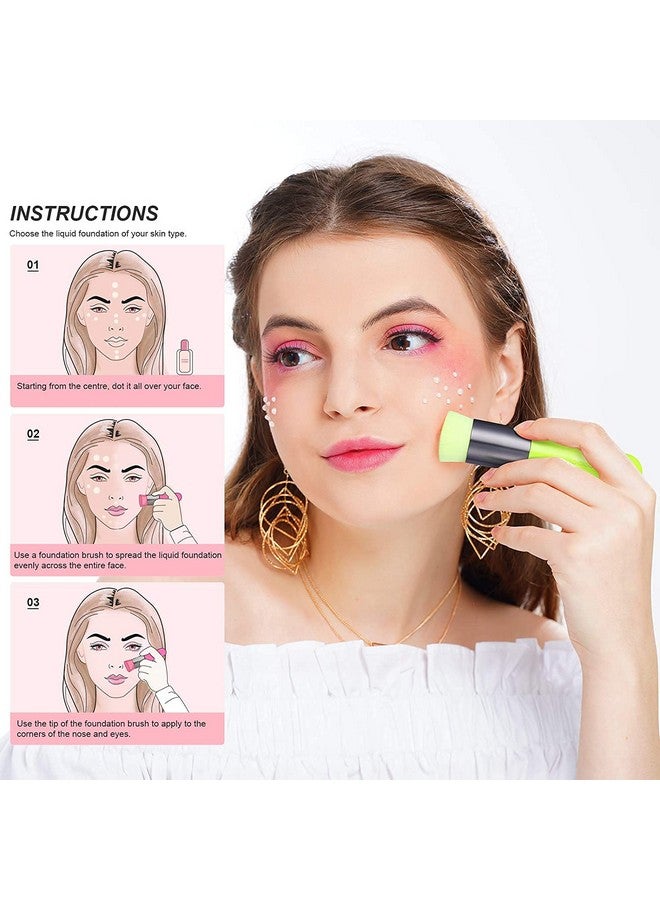 docolor Foundation Brush Docolor Flat Top Kabuki Foundation Professional Synthetic Makeup Brush For Blending Liquid Cream Or Powder Cosmetics Full Coverage Face & Body Brush Premium Makeup Toolsneon Green - Image 3