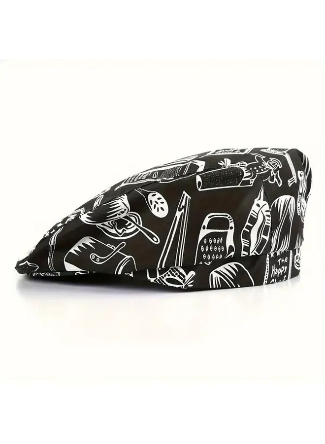 2 Pcs Knives And Forks Print Chef Hat Unisex Coffee Waiter Work Cap Kitchen Accessory - Image 5