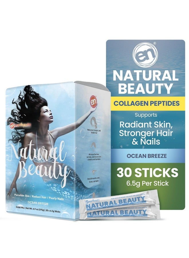 EarthNutri Marine Collagen Peptides Powder Supplement for Skin, Hair & Nails - Enhances Skin Elasticity & Hydration - Hydrolyzed Collagen - 5000mg per Serving - Non-GMO - Ocean Breeze (30 Sticks Pack) - Image 1