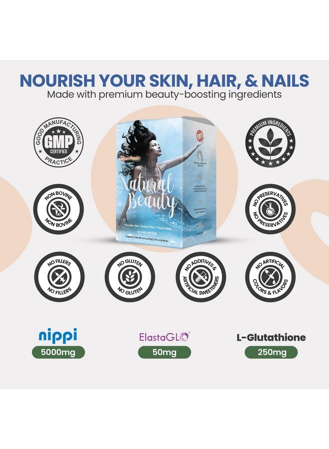 EarthNutri Marine Collagen Peptides Powder Supplement for Skin, Hair & Nails - Enhances Skin Elasticity & Hydration - Hydrolyzed Collagen - 5000mg per Serving - Non-GMO - Ocean Breeze (30 Sticks Pack) - Image 3