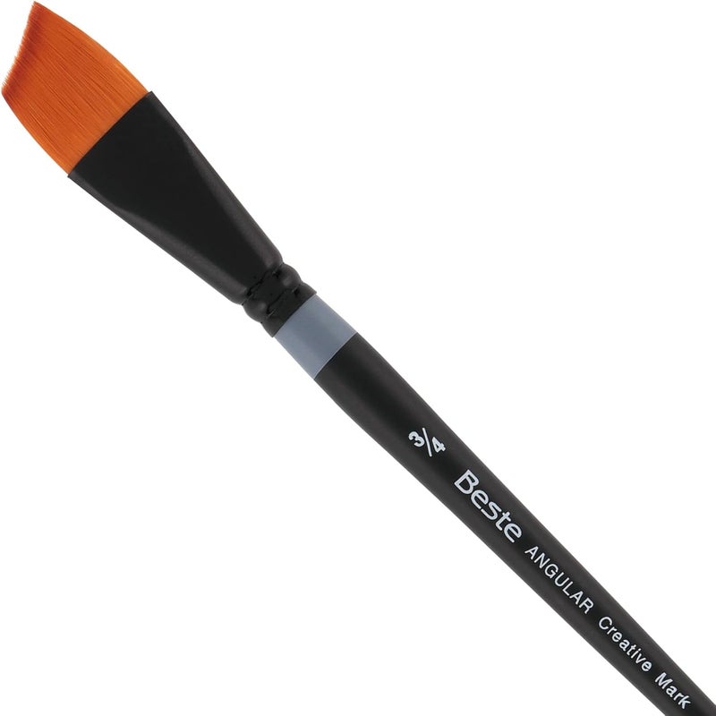 Creative Mark Beste Golden Taklon Angular, 3/4" Artist Paint Brush, Professional Watercolor Brushes, for Acrylic Painting, Short Handle, Sharp Edges, Hand-Tied & Shaped - Image 1
