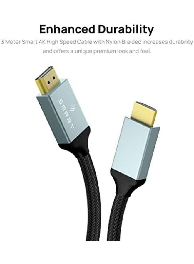 Smart Premium 4K Hdmi High Speed Cable 3 Meter Hdmi To Hdmi Gold Plated Pure Copper Core Aluminium Alloy Shell Black - Image 4