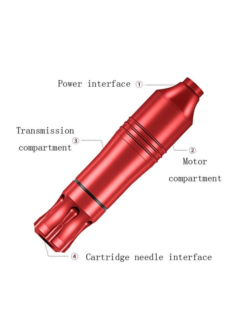 Generic 1-Set Tattoo Kit,Tattoo Pen Rotary Tattoo Machine Tattoo Set with Tattoo Needles Bandage and Gloves and Tattoo Exercise Skin,Leather Hand-Held Toolbox,Tattoo Pen Colour Red - Image 3