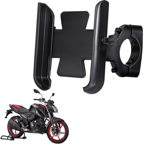 WHIPONE CNC Metal Bike Mobile Holder Compatible for TVS Apache RTR 160 4V, 360° Rotation Phone Mount Cradle for Bicycle & Motorcycle, Handlebar for All Smartphones, Anti-Slip, Full Grip (Black) - Image 1