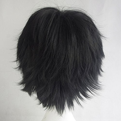 Aicos Alacos Black Wig Short Fashion Spiky Layered Anime Cosplay Wig Halloween Christmas Carnival Dress Up Pretend Play Party Wig Gift+Wig Cap One Size - Image 3