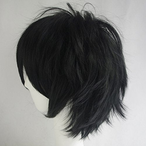 Aicos Alacos Black Wig Short Fashion Spiky Layered Anime Cosplay Wig Halloween Christmas Carnival Dress Up Pretend Play Party Wig Gift+Wig Cap One Size - Image 4