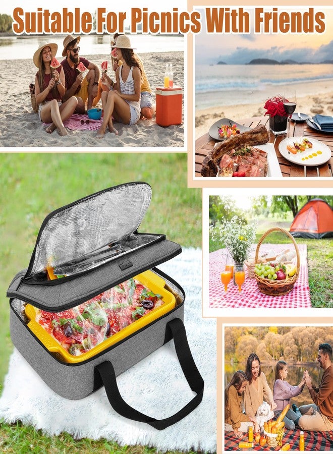 Trunab Casserole Carrier for Hot or Cold Food Insulated Casserole Dish Carrier Thermal Tote Bag for Picnic, Fits 9"×13" Baking Dish, Grey (Light Grey, 16×11×4 inches) - Image 3