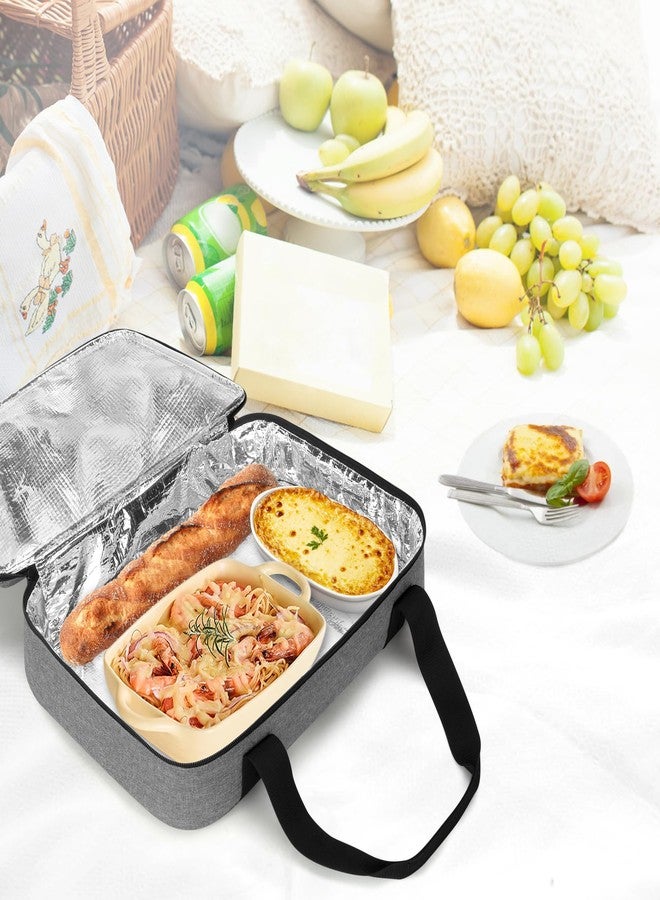 Trunab Casserole Carrier for Hot or Cold Food Insulated Casserole Dish Carrier Thermal Tote Bag for Picnic, Fits 9"×13" Baking Dish, Grey (Light Grey, 16×11×4 inches) - Image 4