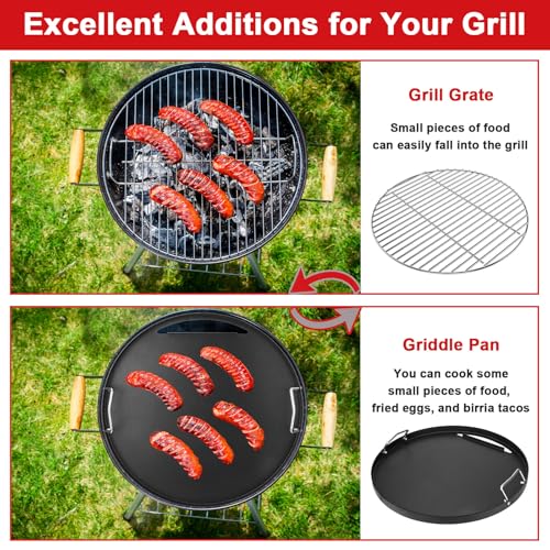 DELSbbq Full Size Griddle Insert for Weber 22 Inch Charcoal Grills, Flat Top Griddle for Weber 22" Original Kettle, Master-Touch and Performer Deluxe Charcoal Grill, Compatible with Most 22" Round Grills - Image 5