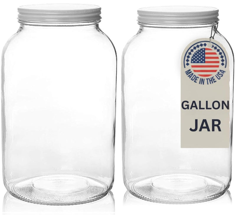 kitchentoolz Gallon Jar 1 Gallon Glass Jar with Lid – Wide Mouth Large Glass Jar for Fermenting, Pickling, Canning, Water Glassing Eggs, Kombucha, and Food Storage – BPA-Free, Made in USA (2-Pack) - Image 1