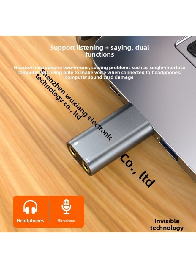 USB External Sound Card USB To Headset + Microphone Drive-free Desktop Computer Notebook PS4 External Sound Card-Color:Chinese DAC 48K (US) Silver  - Image 4