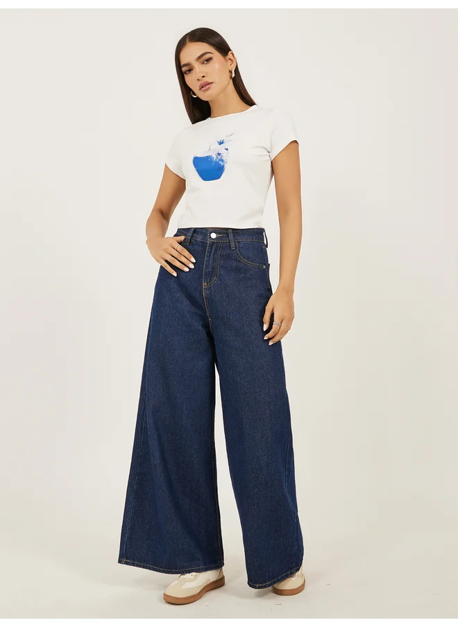 Styli Styli Graphic Print Short Sleeve Fitted T-Shirt