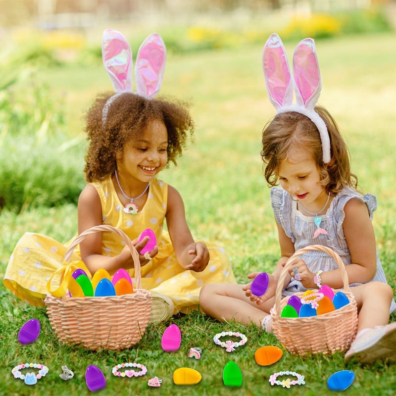 Vellibring 12 Pack Prefilled Easter Eggs with 36 pcs Cute Bracelets Necklaces Rings Easter Basket Stuffers Egg Fillers for Girls Party Favors Kids Toddler Presents - Image 4