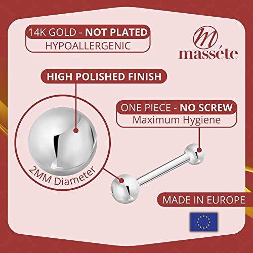 Massete 14k Yellow Gold Nose Ring Tiny Ball Micro Stud Piercing Body - Image 5
