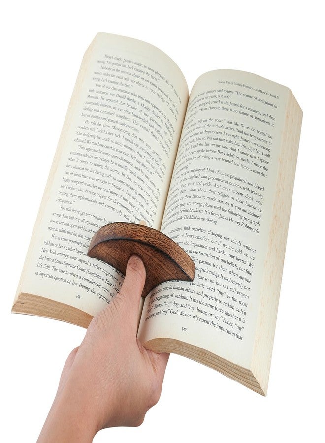 حامل صفحات كتب خشبي كهدية عيد ميلاد - مشبك صفحات للإبهام بدون استخدام اليدين مقاس 3 بوصات للكتب، ملحق قراءة خفيف الوزن للدراسة والطبخ والسفر، مقاس الإبهام 22 مم (متوسط) - Image 3