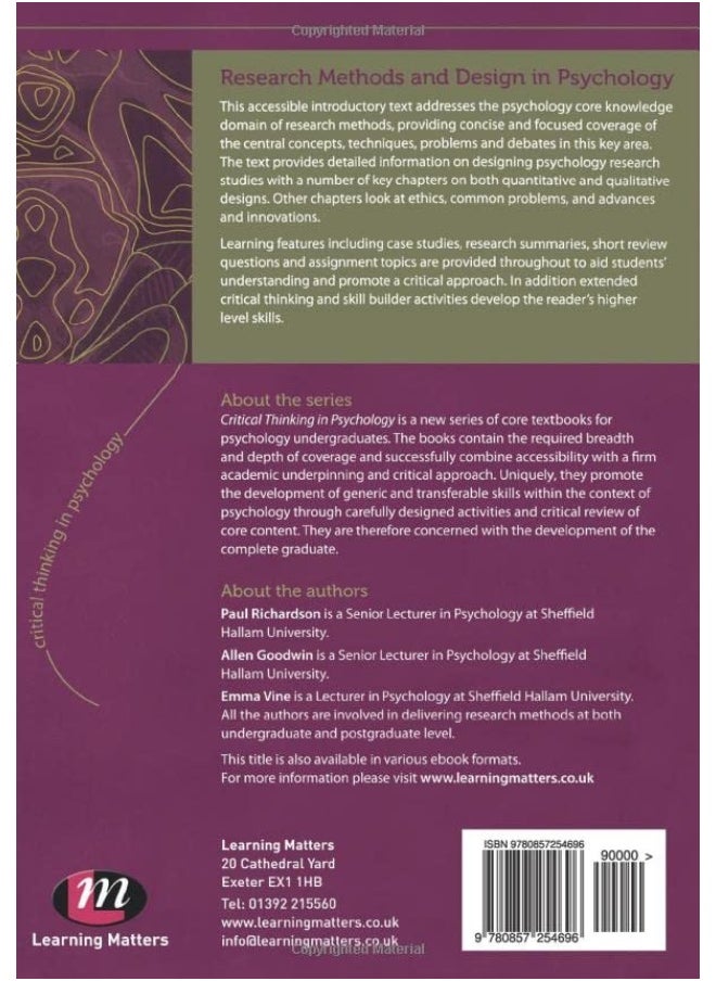 Learning Matters Research Methods and Design in Psychology  - Image 3