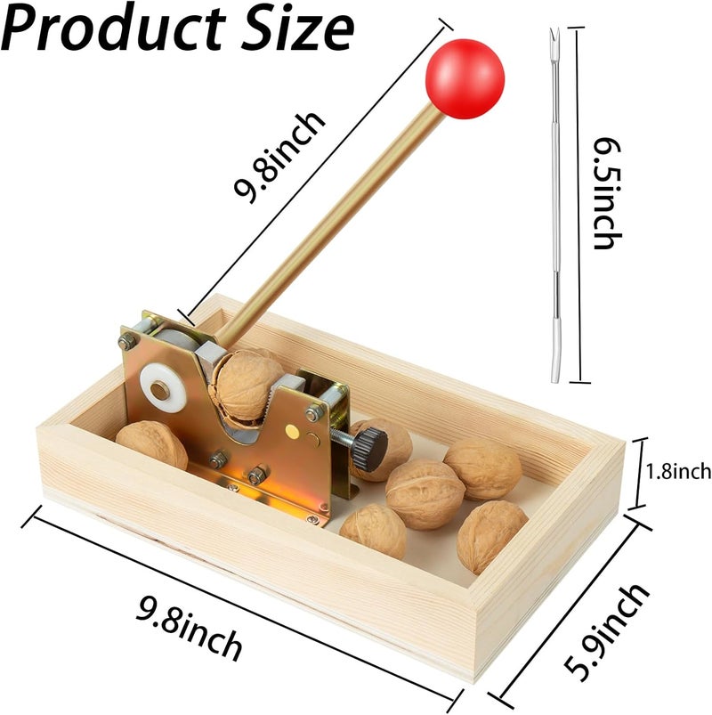 Nizodo NutCracker Tool Heavy Duty Nut Cracker with Wooden Base Adjustable Nut Tongs Manual Nut Crackers for All Nuts Cracker Tool for Walnut Pecan Macadamia Hazelnuts Chestnut, 4 Picks Included - Image 3