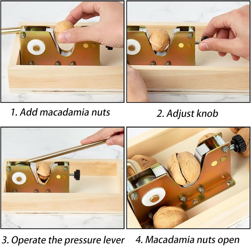 Nizodo NutCracker Tool Heavy Duty Nut Cracker with Wooden Base Adjustable Nut Tongs Manual Nut Crackers for All Nuts Cracker Tool for Walnut Pecan Macadamia Hazelnuts Chestnut, 4 Picks Included - Image 5