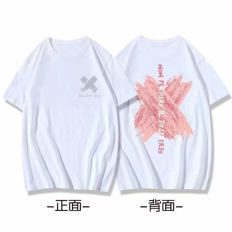 Cotton Short-Sleeved T-Shirt For Men And Women Couple Summer 2023 New Ins Fashionable Printed Loose Plus Size Casual T-Shirt Top - Image 5