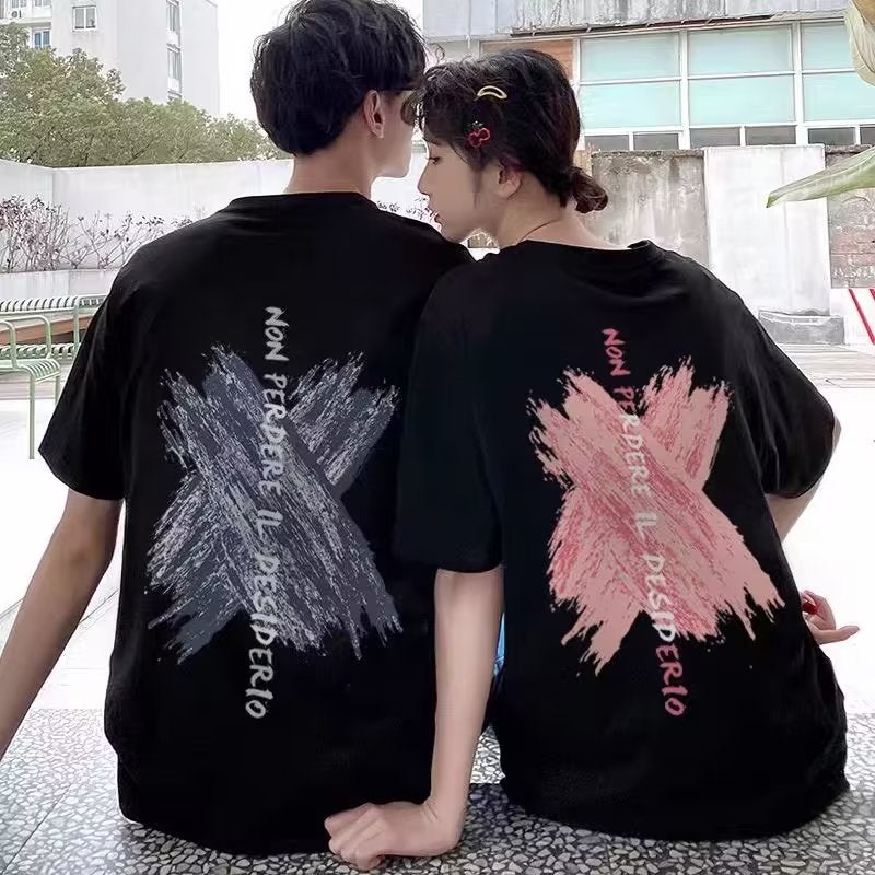 Cotton Short-Sleeved T-Shirt For Men And Women Couple Summer 2023 New Ins Fashionable Printed Loose Plus Size Casual T-Shirt Top - Image 2