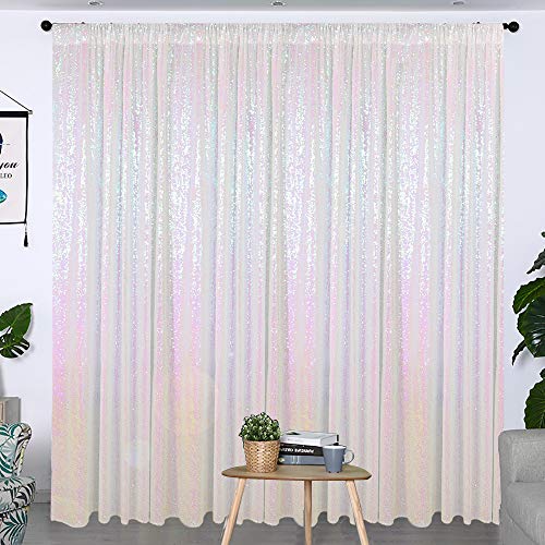 Partisout Iridescent White 4ftx7ft Sequin Backdrop Glitter Photography Curtain Sparkling Wedding  Party Background Professional Photo Decor