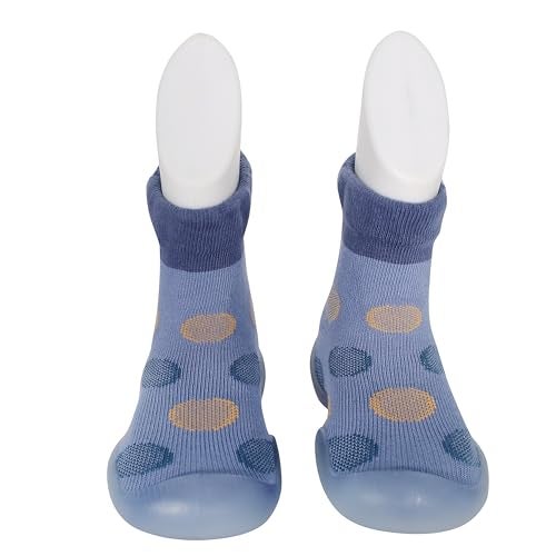Infantso Polka Dot Anti-Skid Cotton Baby Socks Shoes with Lightweight Soft Sole for New Born 0-2 Years, Ankle Socks for Infants Shower Gifts, Walking Baby Sneakers 12-18 M - Image 1