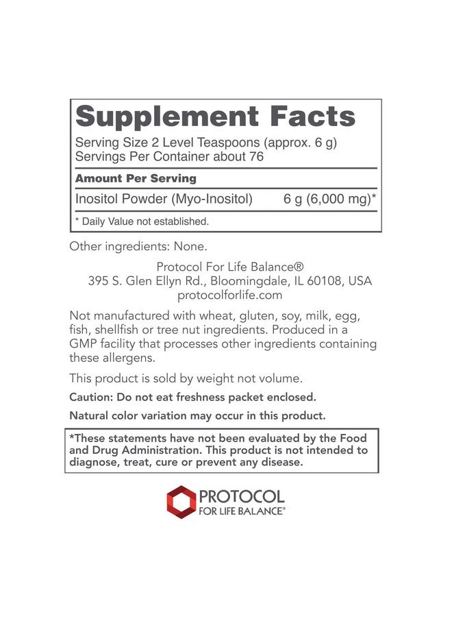 Protocol For Life Balance - Myo-Inositol Powder - Supports a Healthy Mood, Emotional Wellness, Behavior and Ovarian Function, Energy Boost, and Sleep Support - 1lb. (454 g) - Image 2