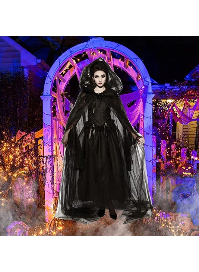 زي تنكري للنساء، زي تنكري لحفلات العروس/الساحرة/مصاص الدماء، زي تنكري أسود عتيق فاخر، ملابس للمهرجانات - Image 4