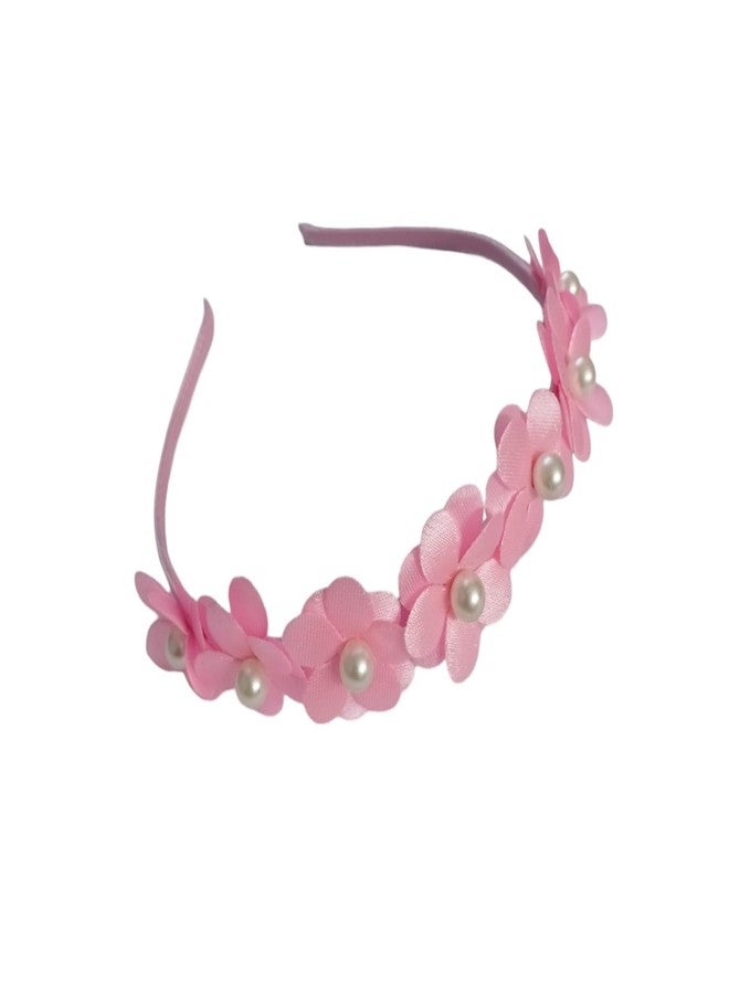 PRODUCTMINE طوق شعر مزين بالزهور من PRODUCTMINE®، إكسسوارات شعر مزينة بالزهور، طوق رأس مزين بالزهور للنساء والفتيات، تاج زفاف نسائي - لون وردي فاتح صناعي: قطعة واحدة - Image 1