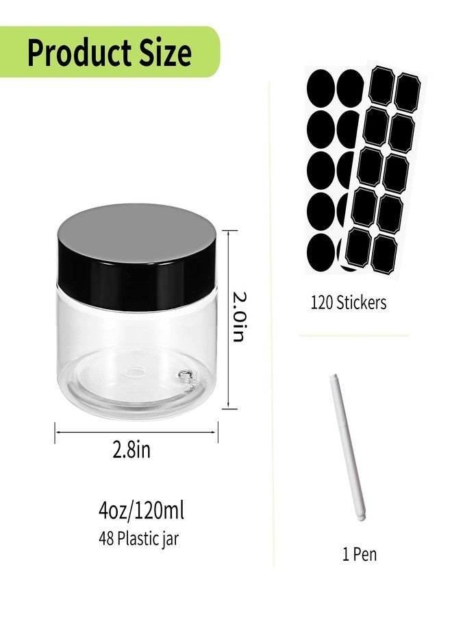 STARSIDE 48-Pack 4oz Empty Clear Plastic Jars with Black Lids - Image 2
