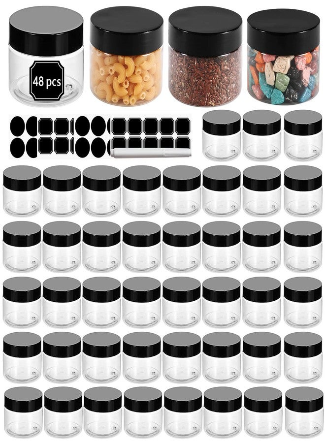 STARSIDE 48-Pack 4oz Empty Clear Plastic Jars with Black Lids - Image 1