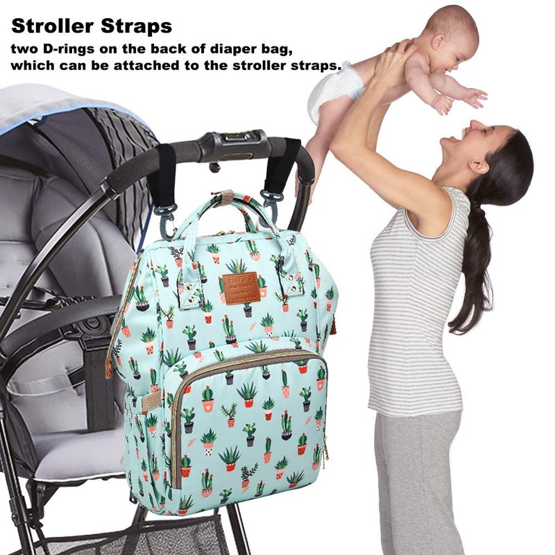 FEWOFJ Cactus Diaper Bag Backpack, Women Waterproof Travel Nappy Bag for Baby Care - Image 5