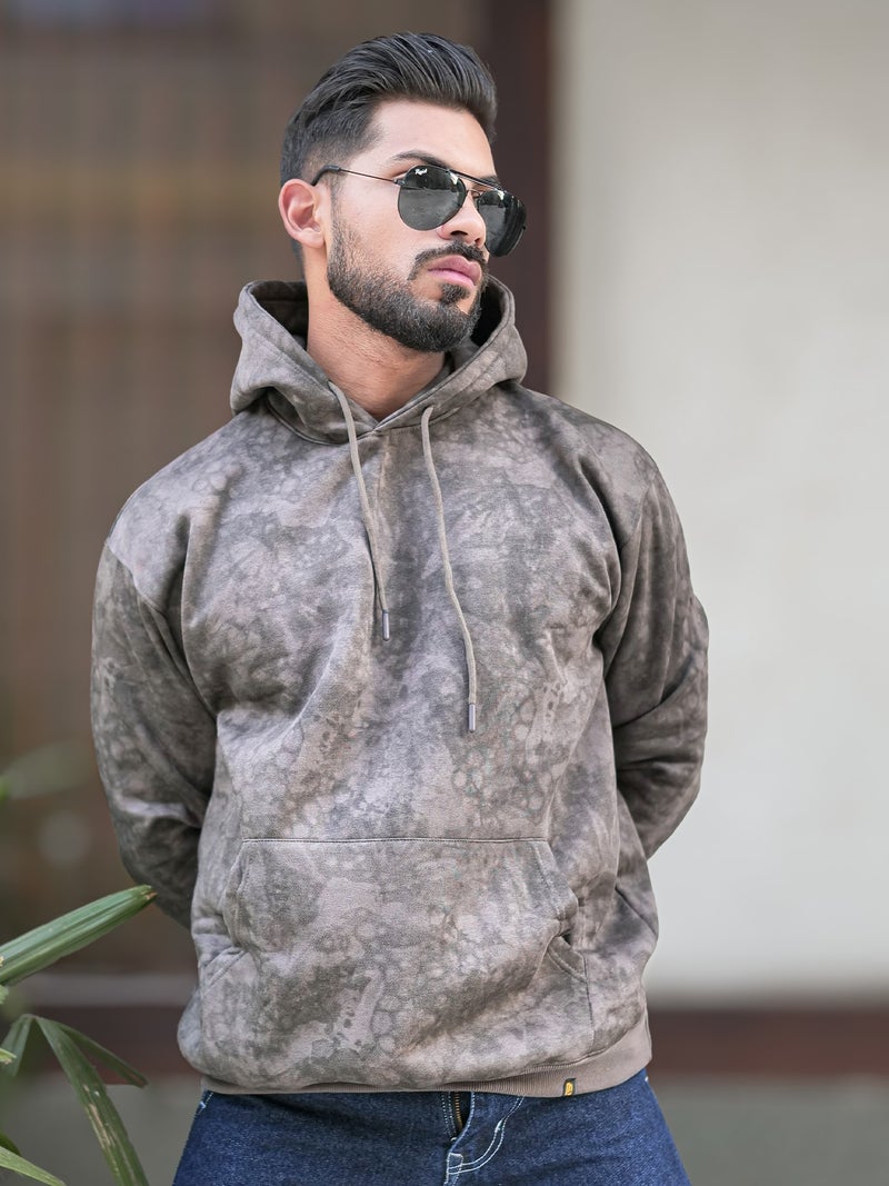 Maniac Mens Spray Printed Hooded Neck Full Sleeve Lite Onion Loopnet Sweatshirt - Image 2