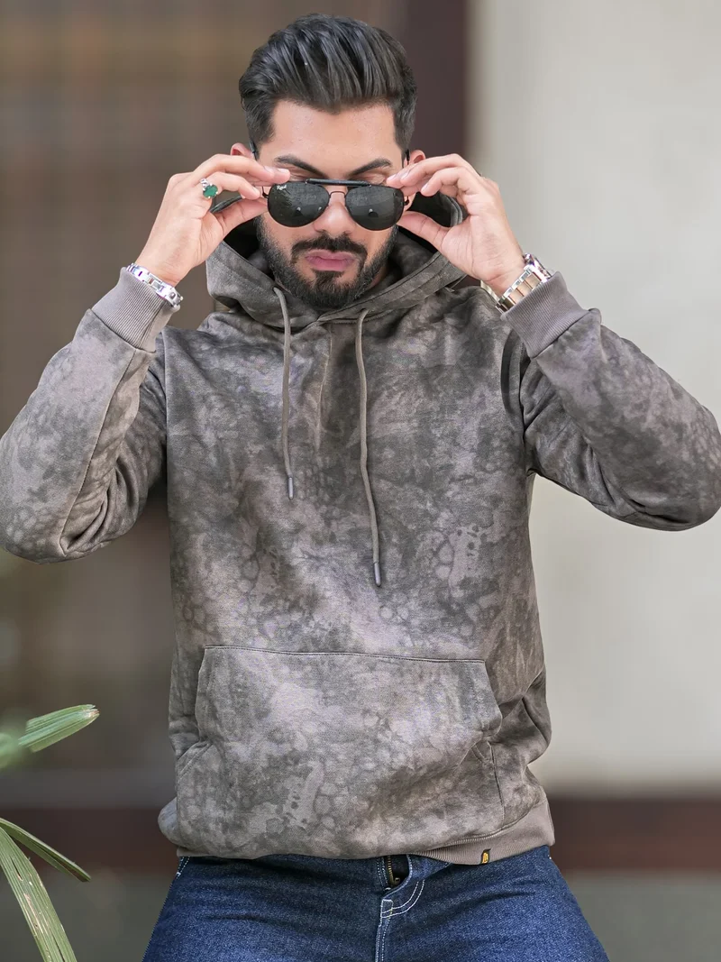 Maniac  Maniac Mens Spray Printed Hooded Neck Full Sleeve Lite Onion Loopnet Sweatshirt for Men | Best Price UAE