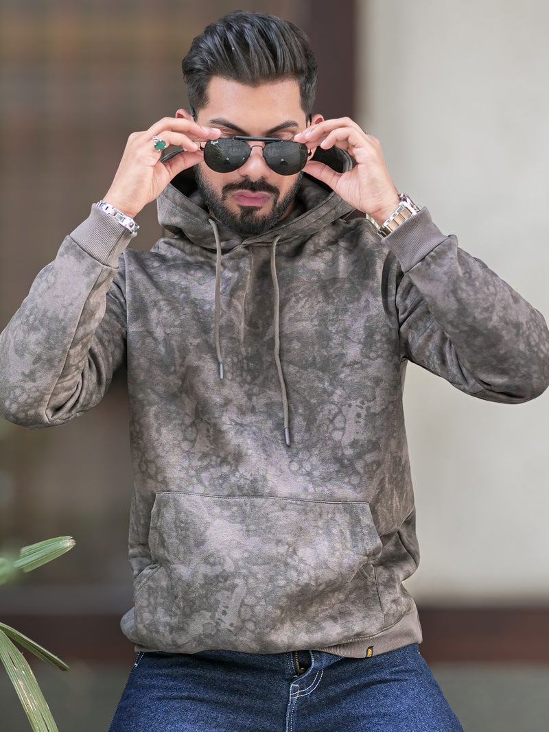 Maniac Mens Spray Printed Hooded Neck Full Sleeve Lite Onion Loopnet Sweatshirt - Image 3