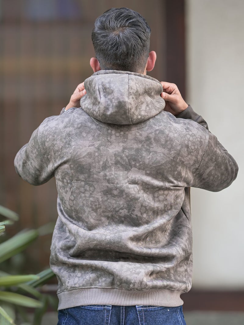 Maniac Mens Spray Printed Hooded Neck Full Sleeve Lite Onion Loopnet Sweatshirt - Image 4