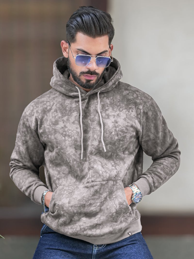 Maniac Mens Spray Printed Hooded Neck Full Sleeve Lite Onion Loopnet Sweatshirt - Image 1