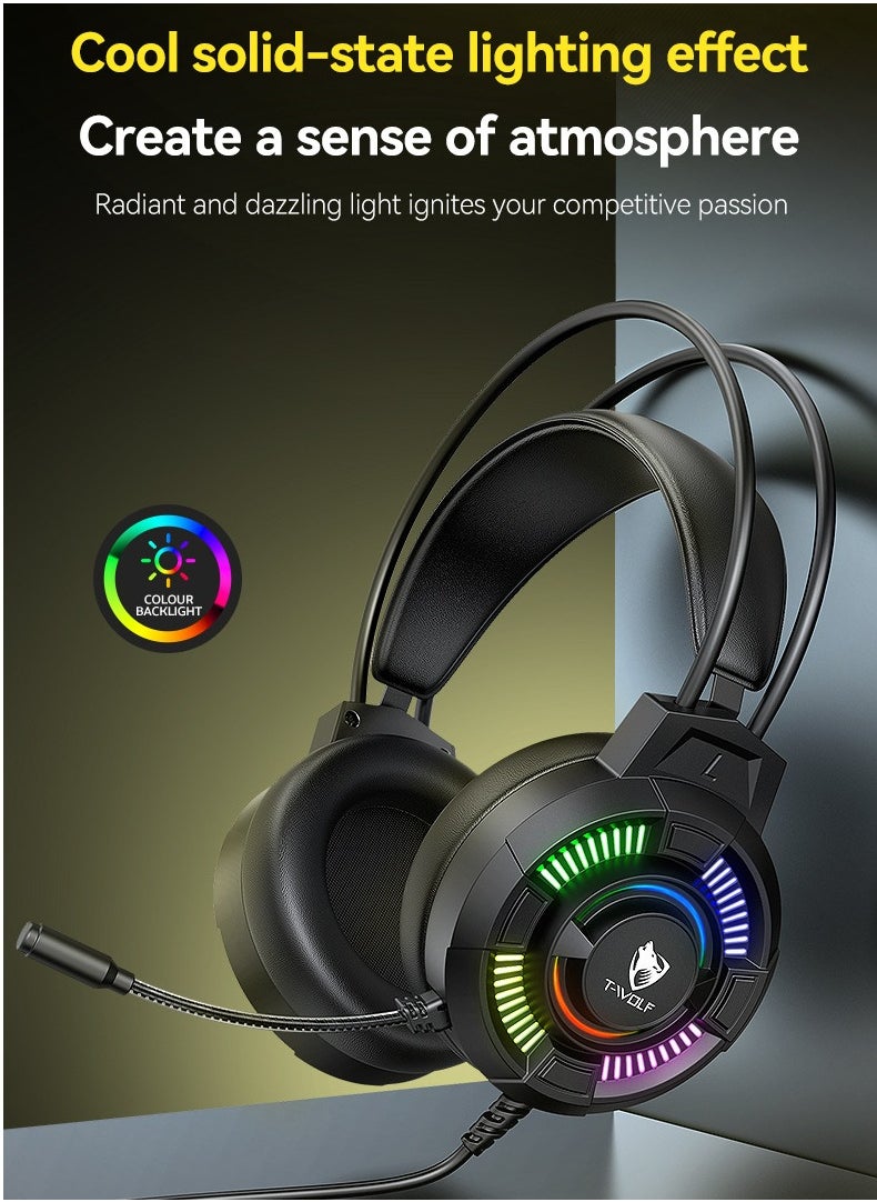 T-WOLF - PC Gaming Headphone with Mic and LED Light,Professional Gaming Headset For PS4/PS5/XOne/XSeries/Nintendo Switch/PC -Wired - Image 1
