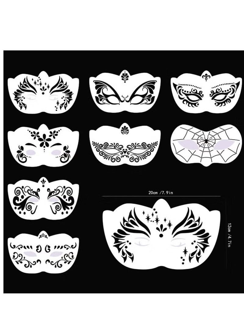Face Paint Stencils Carnival Face Stencils for Kids Girls Boys Carnivals Holiday, 8pcs Full Face - Image 1