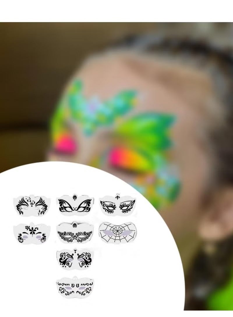 Face Paint Stencils Carnival Face Stencils for Kids Girls Boys Carnivals Holiday, 8pcs Full Face - Image 3