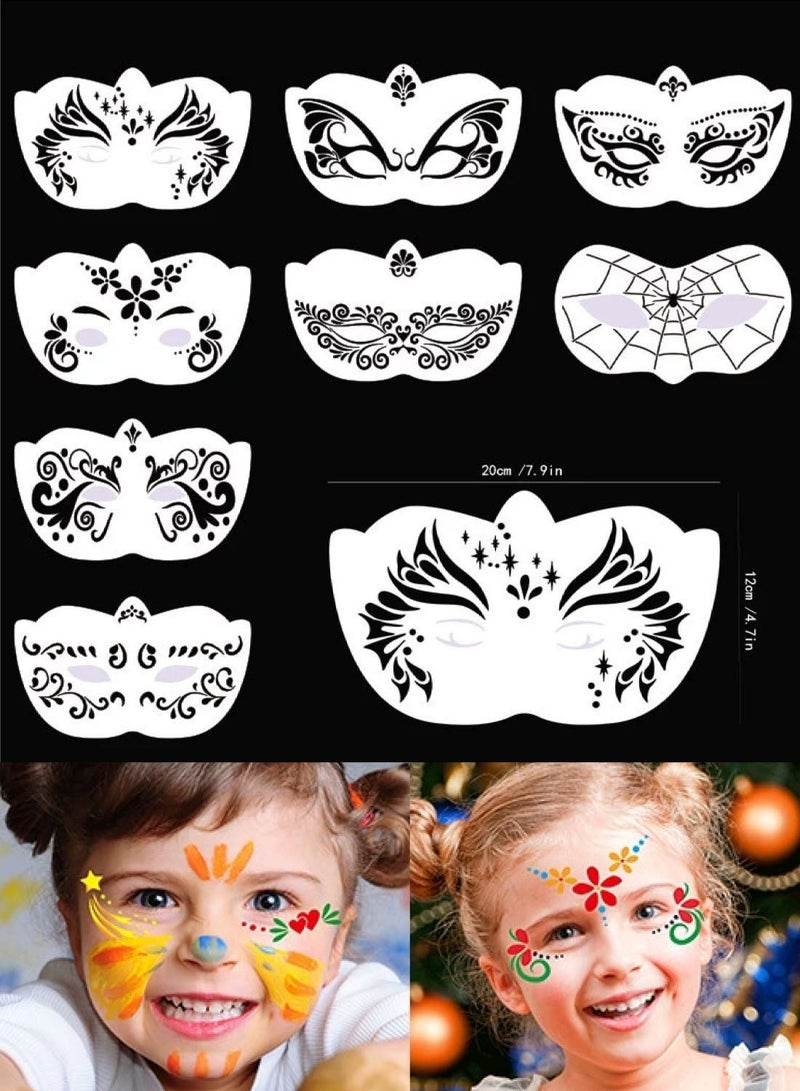 قوالب رسم الوجه، قوالب رسم الوجه للكرنفال للأطفال والبنات والأولاد، 8 قطع للوجه بالكامل - Image 1