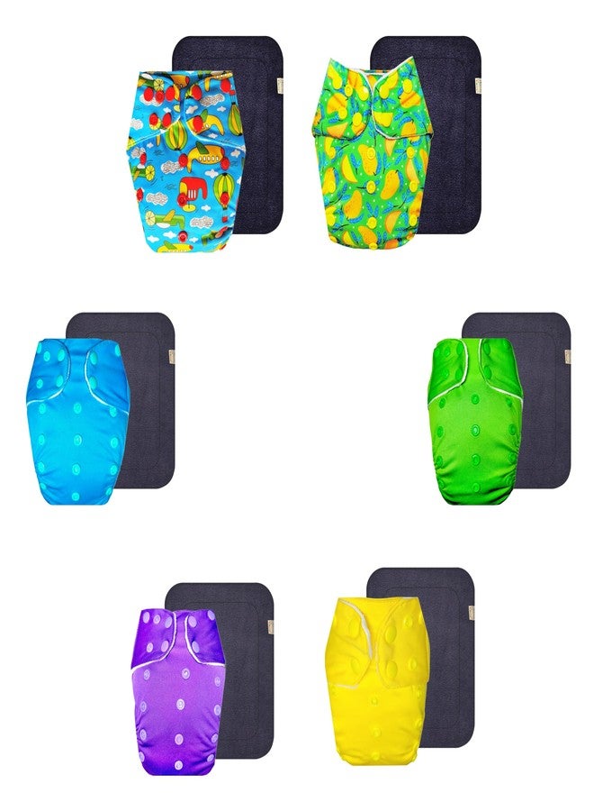 Dumbledo Premium Cloth Diaper with Gray Insert (Pack of 6) | Hypoallergenic | 6-Layer Absorbent Pad | Travel Friendly | Worry-Free Diapering | 3 Months - 3 Years | Unisex Baby - Image 1