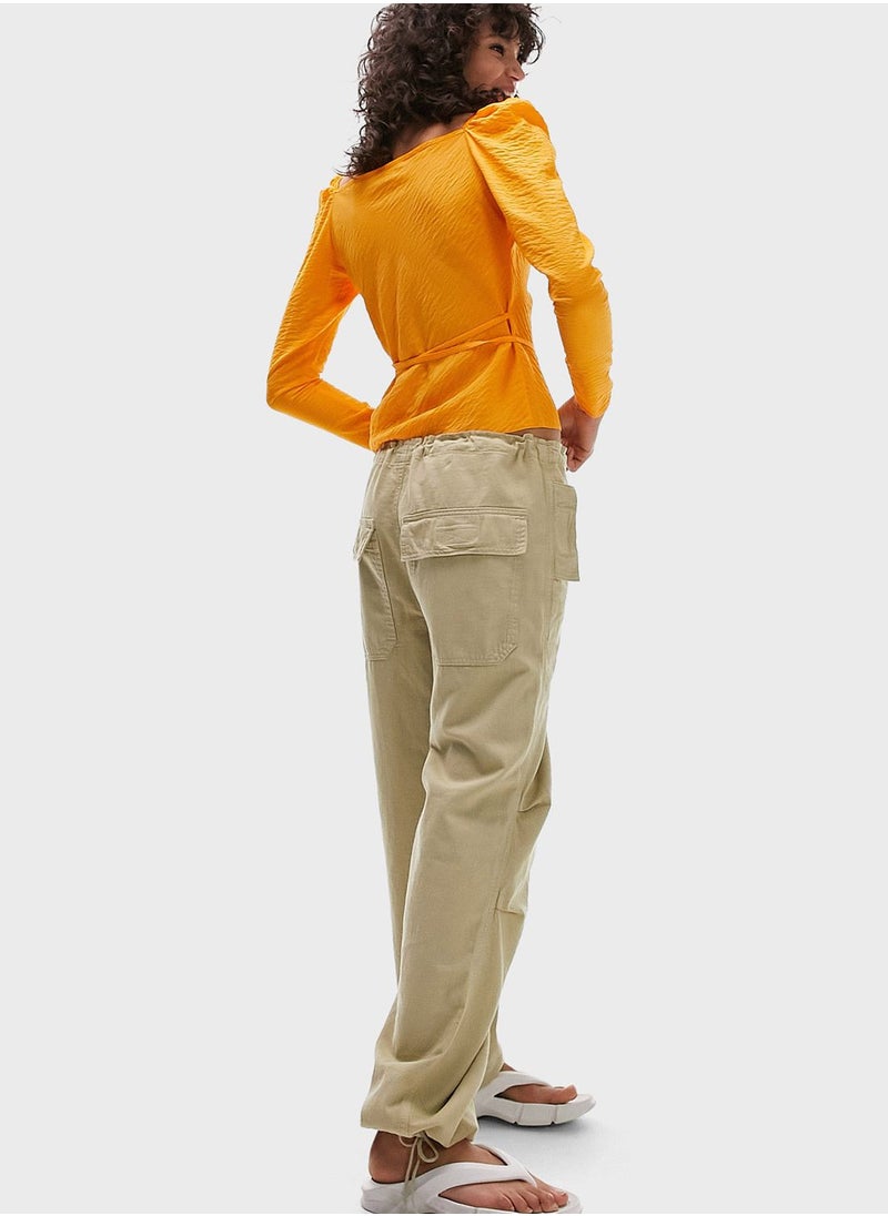 TOPSHOP - Tie Detail Wrap Top - Image 1