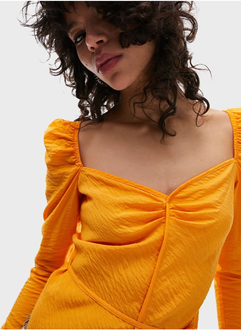 TOPSHOP - Tie Detail Wrap Top - Image 1