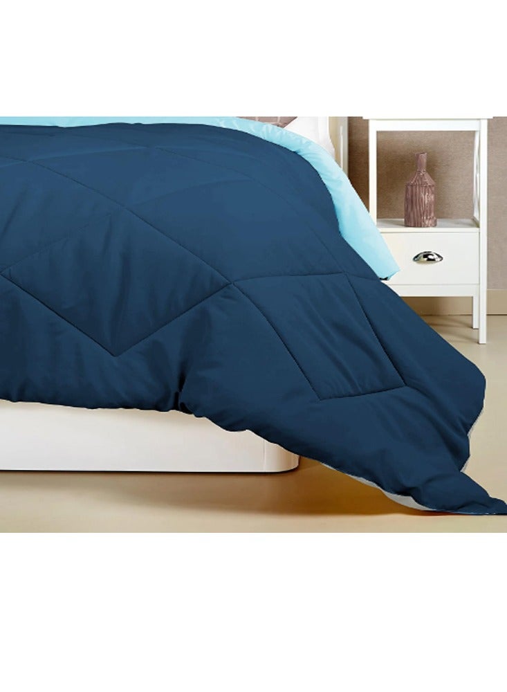 BSB HOME 220 GSM Solid Plain Reversible Summer Microfiber AC Comforter/Duvet| All Season Single Size 3 Layered Quilted Blanket for Single Bed (220 cm x 150 cm, Grey Blue) - Image 1