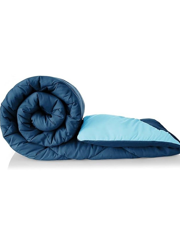 BSB HOME 220 GSM Solid Plain Reversible Summer Microfiber AC Comforter/Duvet| All Season Single Size 3 Layered Quilted Blanket for Single Bed (220 cm x 150 cm, Grey Blue) - Image 4