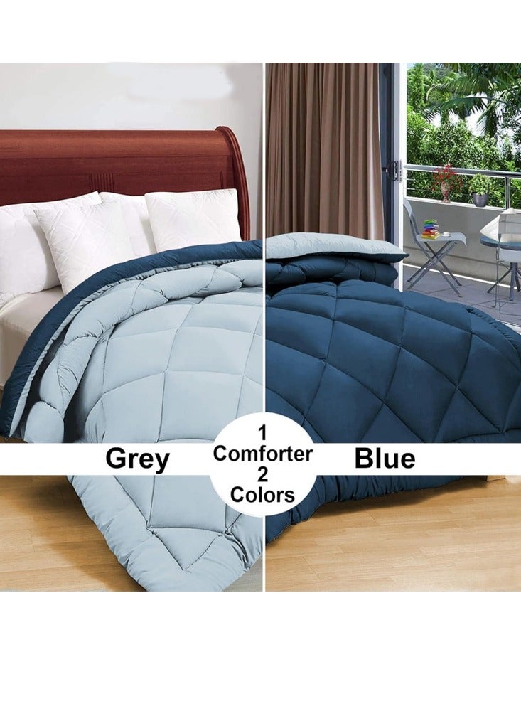 BSB HOME 220 GSM Solid Plain Reversible Summer Microfiber AC Comforter/Duvet| All Season Single Size 3 Layered Quilted Blanket for Single Bed (220 cm x 150 cm, Grey Blue) - Image 3