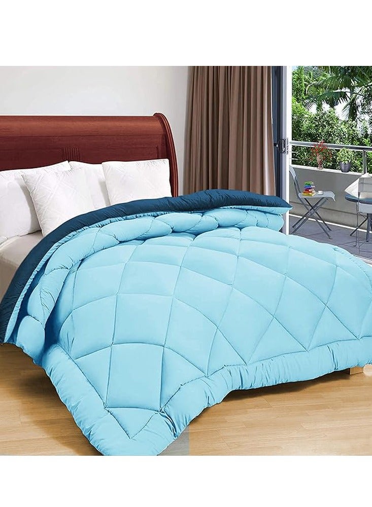 BSB HOME 220 GSM Solid Plain Reversible Summer Microfiber AC Comforter/Duvet| All Season Single Size 3 Layered Quilted Blanket for Single Bed (220 cm x 150 cm, Grey Blue) - Image 2
